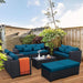 Patio Furniture Set 7 Pieces Couch Outdoor Chairs Coffee Table Peacock Blue Anti-Slip Cushions and Waterproof Covers
