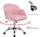 Cute Petal Desk Chair Home Office Chair Swivel Upholstered Leather Desk Chair Makeup Vanity Chair with Armrests for Bedroom Modern Computer Rolling Chair for Women Simple Pink