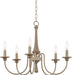 Sherbrooke 24" 5-Light French Country Chandelier, Distressed Wood Grain Metal Candle Chandelier, Smoked Cedar Wood and Rustic Metal Finish