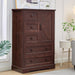 Farmhouse Dresser for Bedroom, Tall Chest of Drawers, Dark Cherry