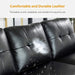  Black Faux Leather Sectional Sofa L-Shaped, Convertible