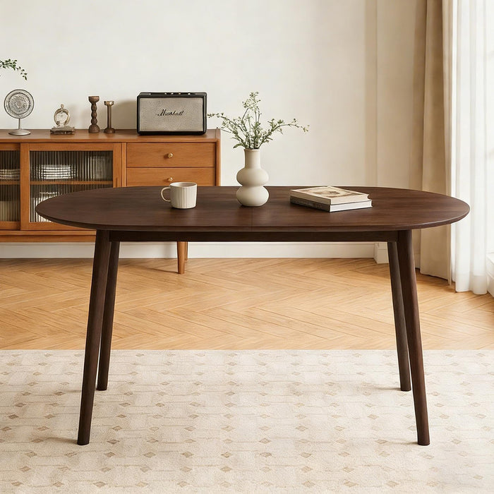 63" Oval Dining Room Table for 4-6 | Modern Wooden Dining Table, Solid Wood Legs, Kitchen Table, Dining Room, Office, Living Room, Walnut