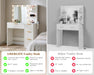 36Inch ElegantFluted White Vanity Desk With LEDMirror