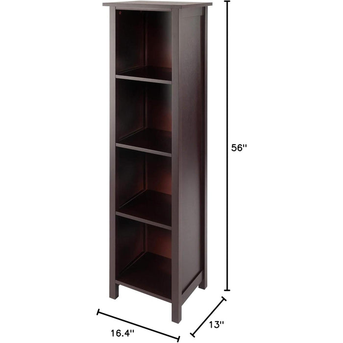 Milan Solid/Composite Wood 5-Tier Tall Storage Shelf or Bookcase, Antique Walnut (94416)