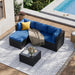Patio Furniture Set 5-Piece, Outdoor Sectional Sofas with Washable Cushion, Wicker Rattan Patio Conversation Sets for Backyard Porch and Poolside, Navy
