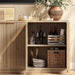 67" Fluted Oak Buffet Cabinet with Storage | Mid-Century Modern Wood Sideboard, Large Credenza with 6 Doors for Kitchen or Living Room, 67"W X 31.5"H X 15.7"D