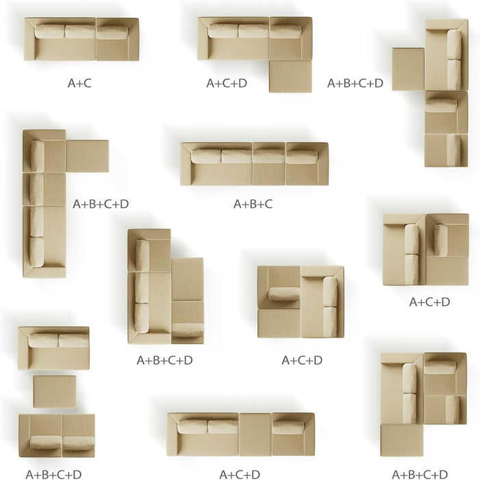 136Inch Modular LShaped Sectional Sofa BeigeBoucle
