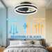 Low Profile 15.7" LED Small Ceiling Fan with Light - Modern, Semi-Enclosed Flush Mount, Smart APP & Remote Control, 6-Speeds, Black - Perfect for Bedroom and Living Room