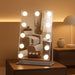 Hollywood Vanity Mirror with Lights, 12 Dimmable LED Bulbs Lighted Makeup Mirror with Detachable 10X Magnification Mirror, 1000Mah Rechargeable, 3 Color Lights, Touch Control