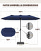 15Ft Patio Umbrella with Base Include, Large Outdoor Double-Sided Rectangle Umbrella with Easy Crank Handle for Poolside, Garden & Deck - Navy Blue