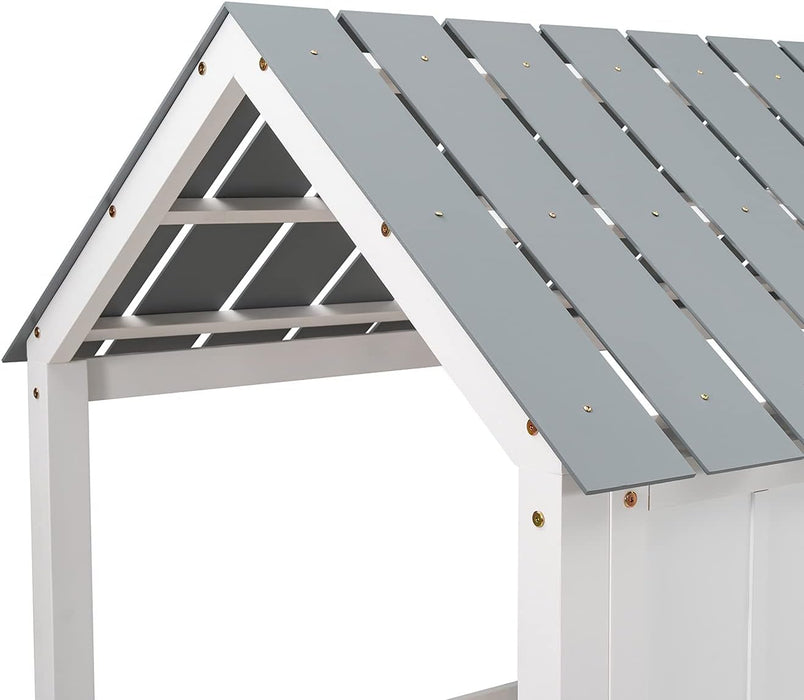 Twin Size White Loft Bed With Windows