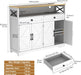 Sideboard Buffet Cabinet with Storage, 47" Kitchen Buffet Cabinet with Charging Station, Farmhouse Coffee Bar Station with Drawers and Doors, Credenza for Kitchen Living Room Entryway, White
