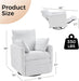 Swivel Rocker Recliner Chair, Teddy Upholstered Nursery Glider Chair, Manual Reclining Chair with Two Removable Pillows for Living Room (White)