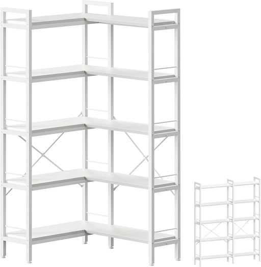 White L Shaped Corner Bookshelf HeavyDuty Oversized