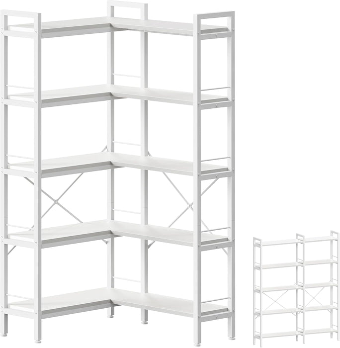 White L Shaped Corner Bookshelf HeavyDuty Oversized