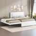 Full Size Upholstery Platform Bed with Trundle,Trundle Can Be Flat or Erected, Modern Bed Frame with Linen Headboard for Kids, Adults, No Box Spring Needed, Beige