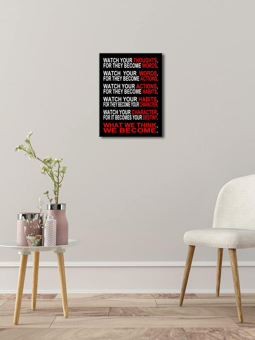 Watch Your Thoughts Motivational Classroom Poster Modern Canvas Prints Wall Art Paintings Ready to Hang for Office Living Room Home Decorations Stretched Pictures Artwork