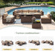 8 Piece Patio Furniture Set with 44” Fire Pit Table Wicker Rattan Outdoor Sectional Sofa Set with Coffee Table and Thickened Cushions, Beige (Waterproof Cover Included)