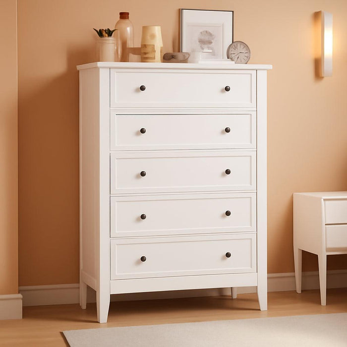Modern White 5-Drawer Dresser Storage Organizer for Bedroom, 42.5 Inches Tall