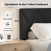 Queen Bed Frame, Chenille Button Tufted Design Upholstered Headboard, Black