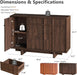 47.2" Buffet Cabinet with Storage, Skeleton Line Design, Walnut | Sideboard with Drawers, Mid Century Modern Accent Cabinet with Wood Gain, Console Cabinets for Living Dining Room Entryway