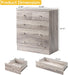Grey 5 Drawer Dresser for Bedroom, Modern Wood Dresser Chest of Drawers, Rustic Bedroom Dressers Clothes Organizer, Anti-Tipping Device, Rose Gold Metal Handle, Living Room, Entryway, Office