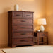 Walnut Farmhouse Dresser for Bedroom, Modern 6 Chest of Drawers, 44" Tall Chest of Drawers with Brushed Metal Handle, Wood Closet Organizers and Storage Cabinet for Bedroom, Living Room, Hallway