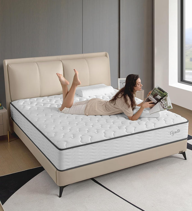 Full Mattress,Memory Foam Hybrid 12 Inch Full Size Springs Mattresses with Individual Pocket Spring for Pain Relief,Medium Firm White Full Mattresses,Certipur-Us Certified.