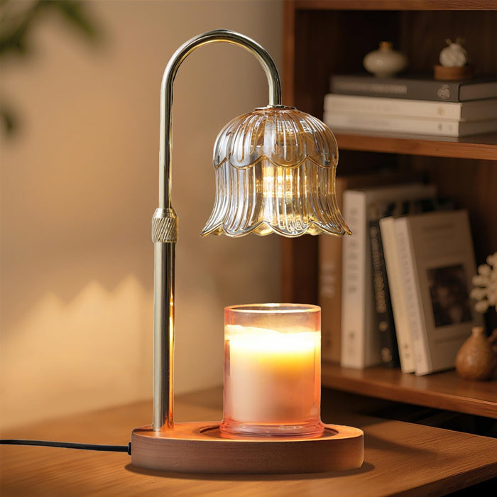 Candle Warmer Lamp with Timer: Adjustable Dimmable Height Adjustable Warming - Flower Shape Wax Lamp Jar Candles No Flame Modern Home Decor Table Lights - Home Living Bedroom