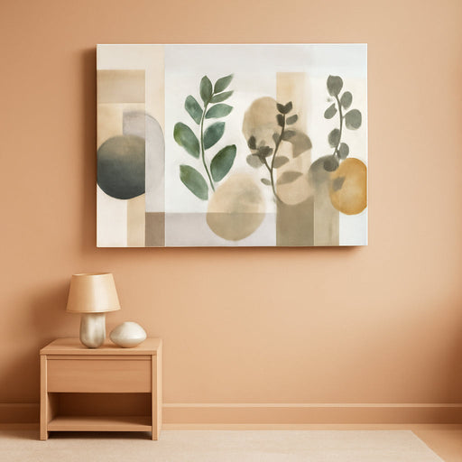 Green Boho Wall Art Minimalist Canvas Wall Art Decor Geometric Line Leaf Beige Green Wall Art Canvas Artwork Print Paintings Abstract Art Botanical Boho Room Office Home Wall Decor 20"X 40"