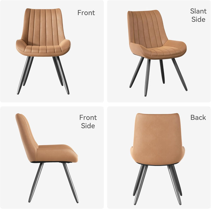 Dining Chairs Set of 4, Mid Century Modern Kitchen Chairs with Soft Cushion, Comfortable Upholstered Fabric Dining Room Chairs for Kitchen, Brown