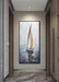 Art,24X48 Inch Modern Abstract Hand Painted Frame Oil Paintings Sailing Boat on the Sea Acrylic Canvas Hanging Painting Living Room Bedroom Wall Art Home Decoration