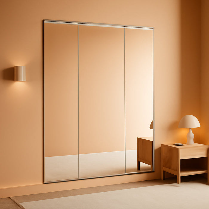 Home Gym Mirror 55" L X 17" W - 3PCS Large Full Body Mirror for Yoga, Wall-Mounted Mirrors for Fitness, Garage, Dance Studio, 0.16In Tempered Glass Frameless