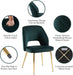 Modern Dining Chair Set of 4, Forest Green Velvet Fabric Upholstered Accent Chairs with Golden Metal Legs, round Back Side Chairs for Kitchen Living Room Bedroom