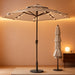 9Ft 3-Tier Patio Umbrella with Solar Lights, Table Umbrella Outdoor Patio with Easy Crank & Tilt, 8 Sturdy Ribs, UV Protection, 32 LED Lights for Deck, Poolside, Market (Beige)