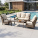 4 Piece Outdoor Patio Furniture Set, All Weather Wicker Conversation Set with 6" Thick Cushions, High Back Deep Seating Sofa & Armchairs, Outdoor Couch Set with Coffee Table for Backyard, Balcony