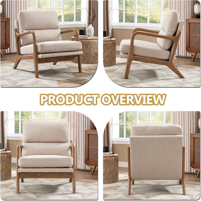 Accent Chair with Solid Wood Frame & Premium Fabric Upholstery – Modern Stylish Seating for Living Room, Bedroom & Small Spaces | Supportive, Easy-Clean Design