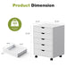 White Wooden Five Drawer Dresser On ReinforcedCasters