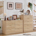 Farmhouse Fluted 6 Drawers Dresser for Bedroom, 42" Tall Modern Chest of Drawers with Curved Profile Design & Metal Handle,Natural Wood Drawer Organizer for Bedroom