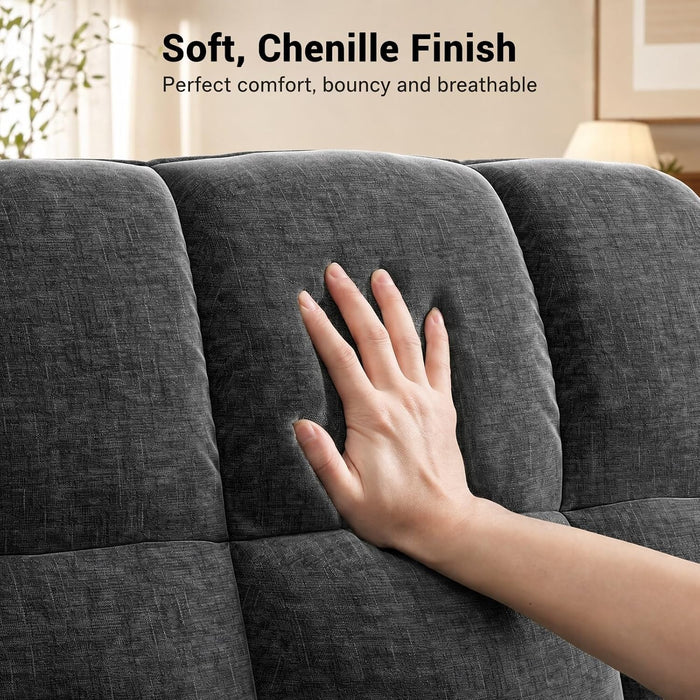 Power Recliner Chair for Adults, Electric Recliner for Living Room, Zero-Gravity Single Reclining Armchair with USB Port, Side Pockets, Cup Holders, Chenille, Dark Gray