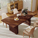 78 Inch Rectangular Dining Table for 6-8 People, Large Modern Farmhouse Kitchen Table with Grooved Wood-Strip Base, Perfect for Dining Room or Family Gathering, Walnut