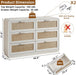 Rattan 6 Drawer Dresser for Bedroom, Grey White