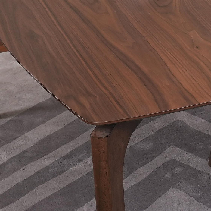 Dining Table Set for 4-6, Includes 1 Table & 4 Chairs, Walnut Veneer Top, Solid Wood Frame, Natural Wood Grain, Easy Assembly, Modern Design