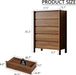 Walnut Dresser for Bedroom,45"Tall 5 Drawer Mid Century Modern Chest