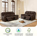 Genuine Leather Power Recliner Sofa, Wall Hugger Reclining Sofa with Drop down Table, Power Headrest, Drawers, Charging Ports, Reclining Sectional Couch for Living Room, RV, Dark Brown