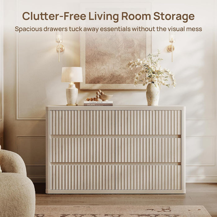 53.5" Extra Wide Dresser for Bedroom Dressers with 6 Fluted Drawers