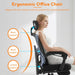 Desk Chair with Foot Rest, High-Back Mesh Office Chair with Wheels, Black