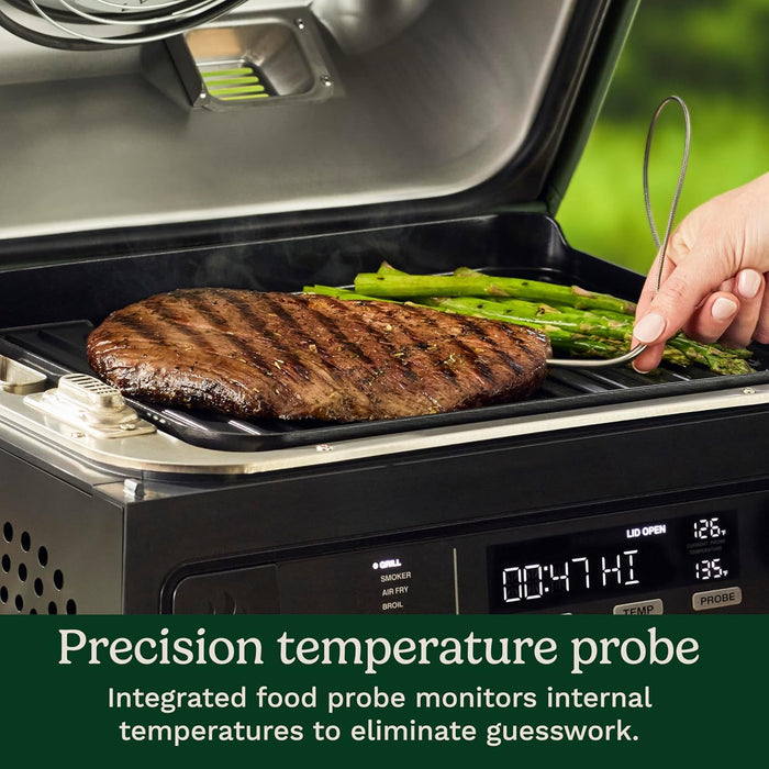 Flavorboost™ 8-In-1 Outdoor Electric BBQ Grill & Portable Smoker, Air Fryer Grill Combo with Smart Probe, Smoke Drawer, 154 Sq. In., Patio & Balcony Grill for Apartments, CEG-1302