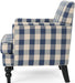 Luxurious Upholstered Blue Checkerboard Club Chair