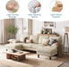 Sectional Couch, 111'' W Corduroy U Shaped Sofa with Sleepable Armrests, 4 Seat Couch with Double Chaises, Deep Sofa for Living Room, Beige